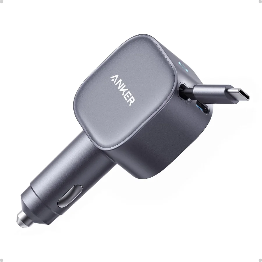 Cargador de coche Anker Nano 75 W con cable retráctil