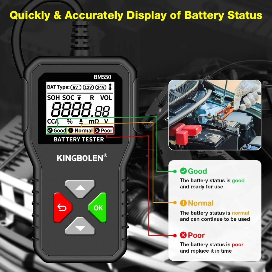 Comprobador de baterías KINGBOLEN BM550