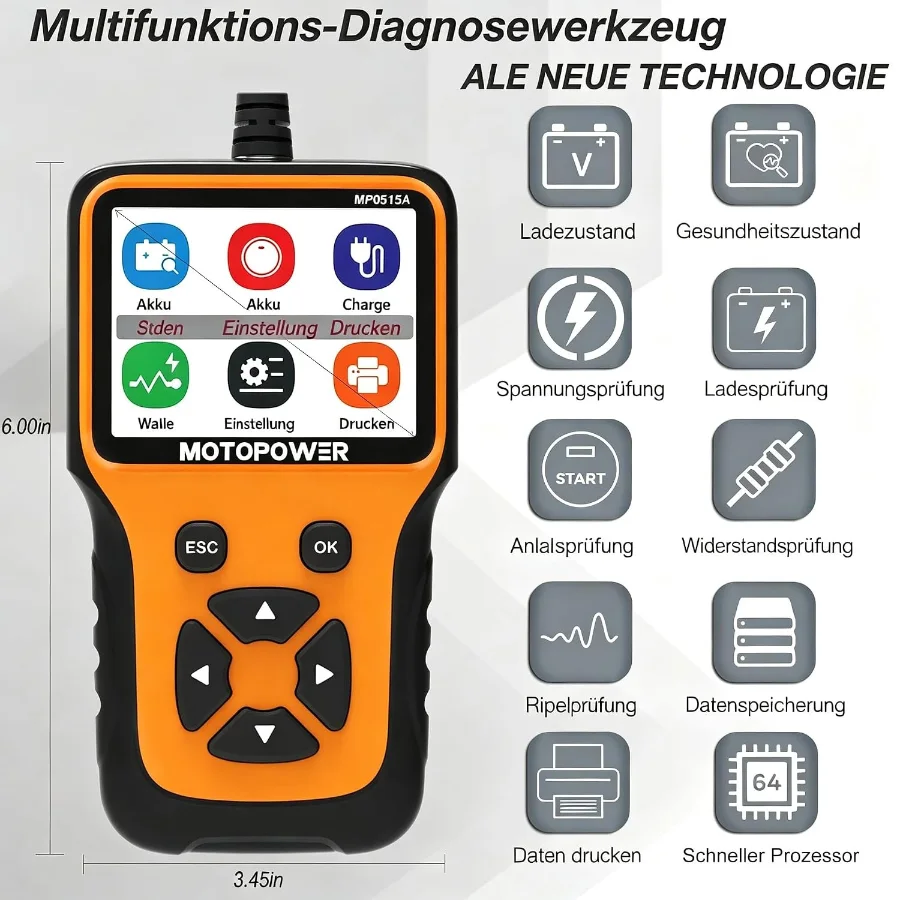 Comprobador de batería MOTOPOWER MP0515A