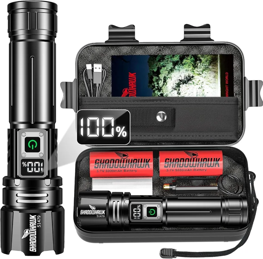 Linterna recargable Shadowhawk S1479 con funda